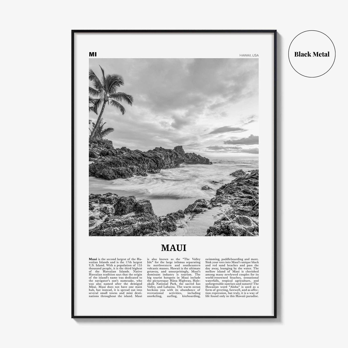 Maui Print Black and White No 1, Maui Wall Art, Maui Poster, Maui Photo, Maui Wall Décor, Hawaii, USA, United States, North America