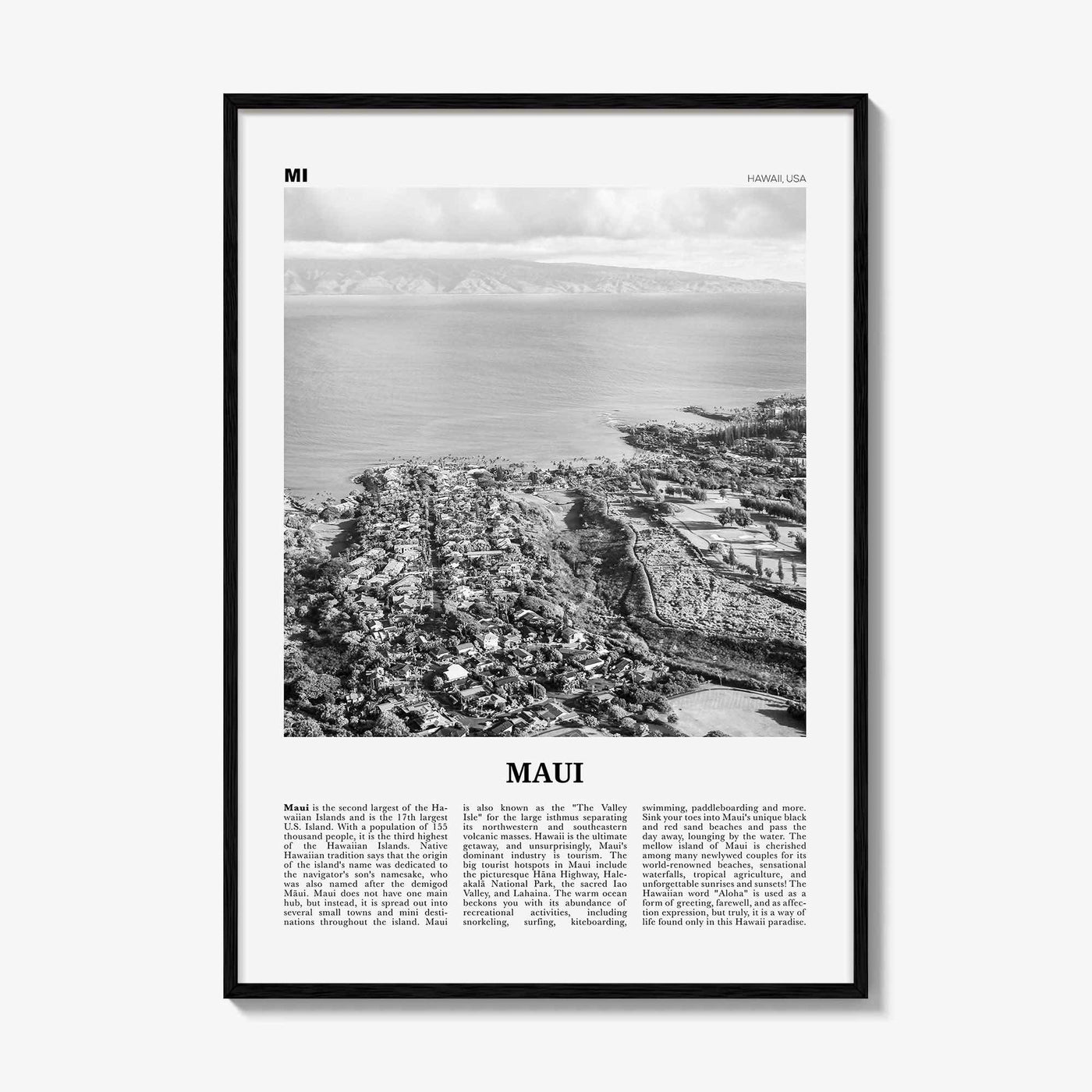 Maui Print Black and White No 2, Maui Wall Art, Maui Poster, Maui Photo, Maui Wall Décor, Hawaii, USA, United States, North America