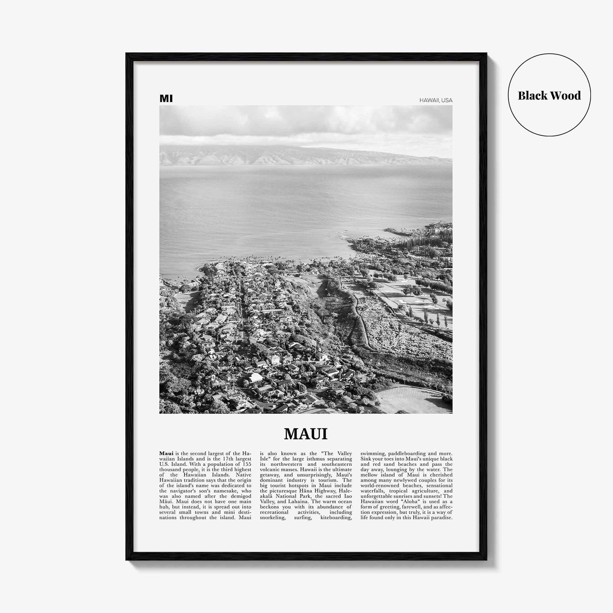 Maui Print Black and White No 2, Maui Wall Art, Maui Poster, Maui Photo, Maui Wall Décor, Hawaii, USA, United States, North America