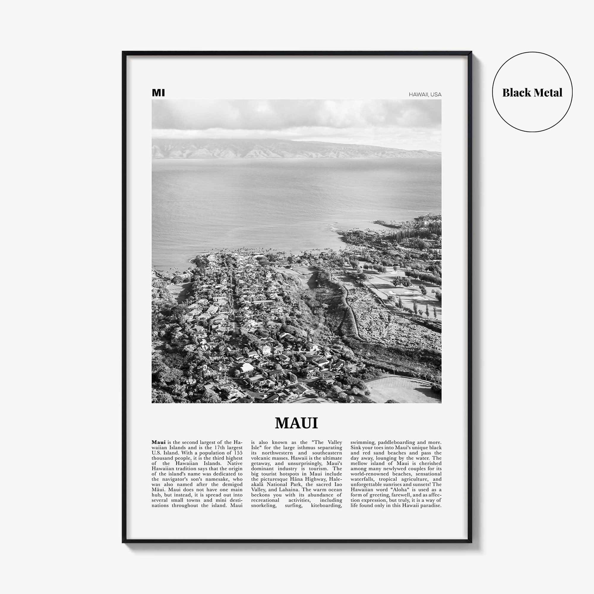 Maui Print Black and White No 2, Maui Wall Art, Maui Poster, Maui Photo, Maui Wall Décor, Hawaii, USA, United States, North America