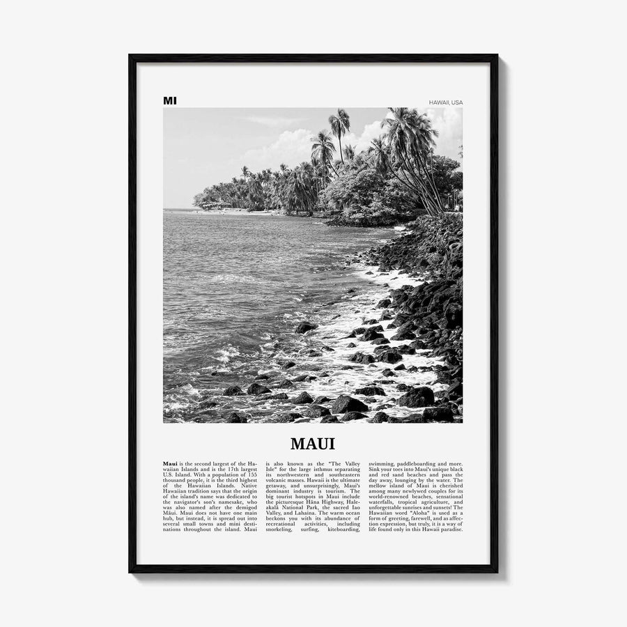 Maui Print Black and White No 3, Maui Wall Art, Maui Poster, Maui Photo, Maui Wall Décor, Hawaii, USA, United States, North America
