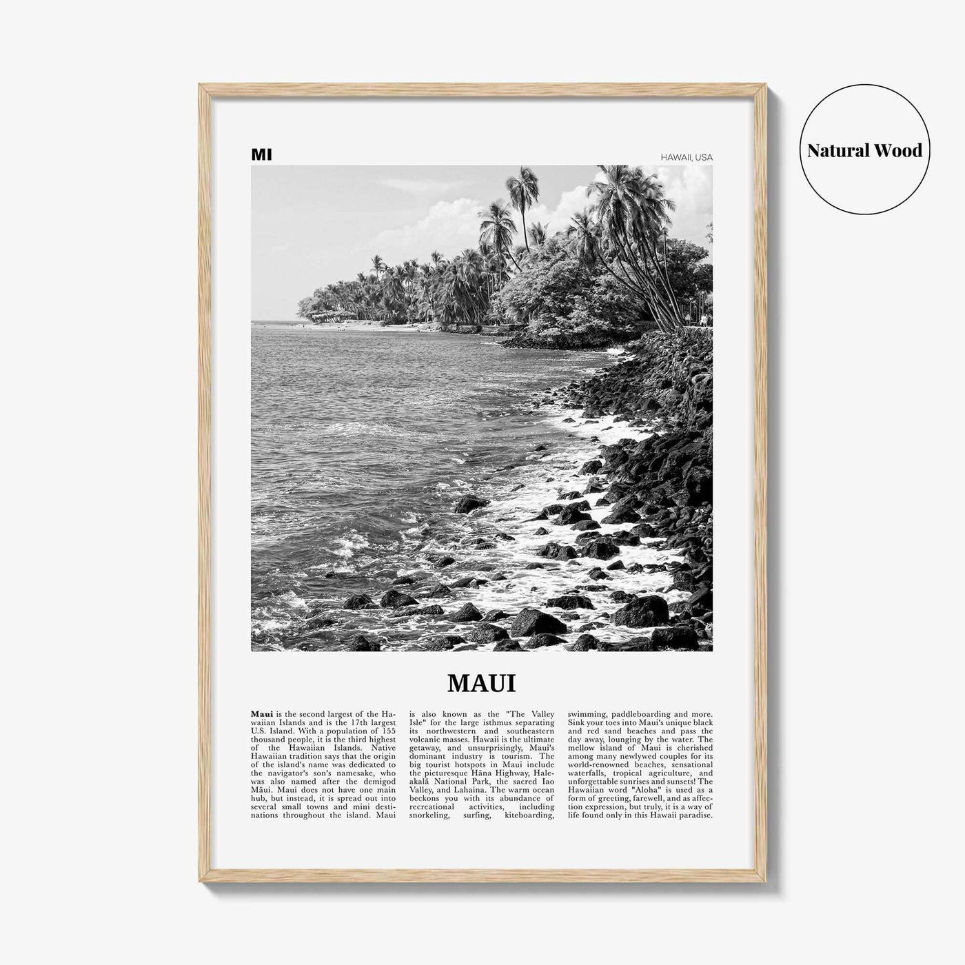 Maui Print Black and White No 3, Maui Wall Art, Maui Poster, Maui Photo, Maui Wall Décor, Hawaii, USA, United States, North America
