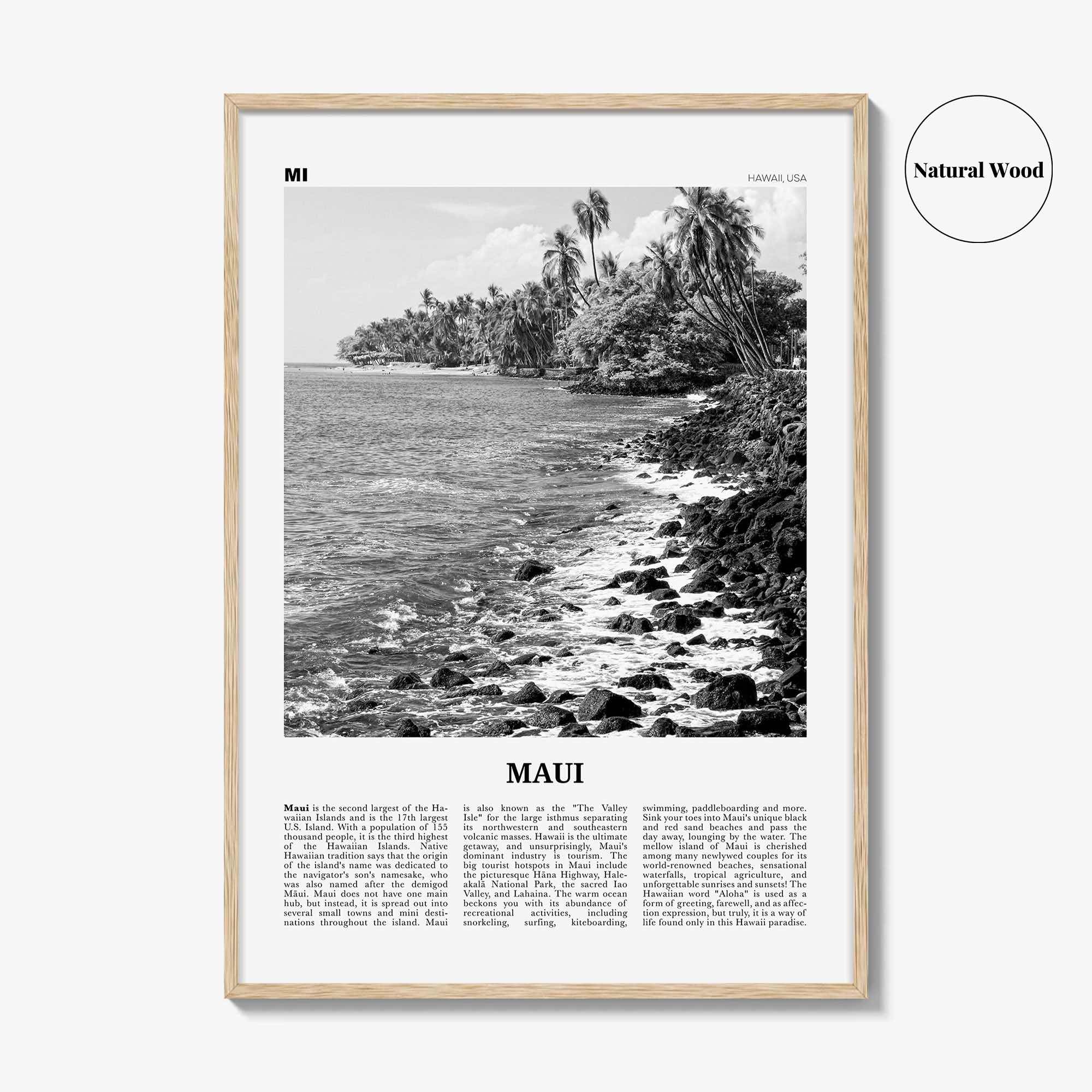 Maui Print Black and White No 3, Maui Wall Art, Maui Poster, Maui Photo, Maui Wall Décor, Hawaii, USA, United States, North America