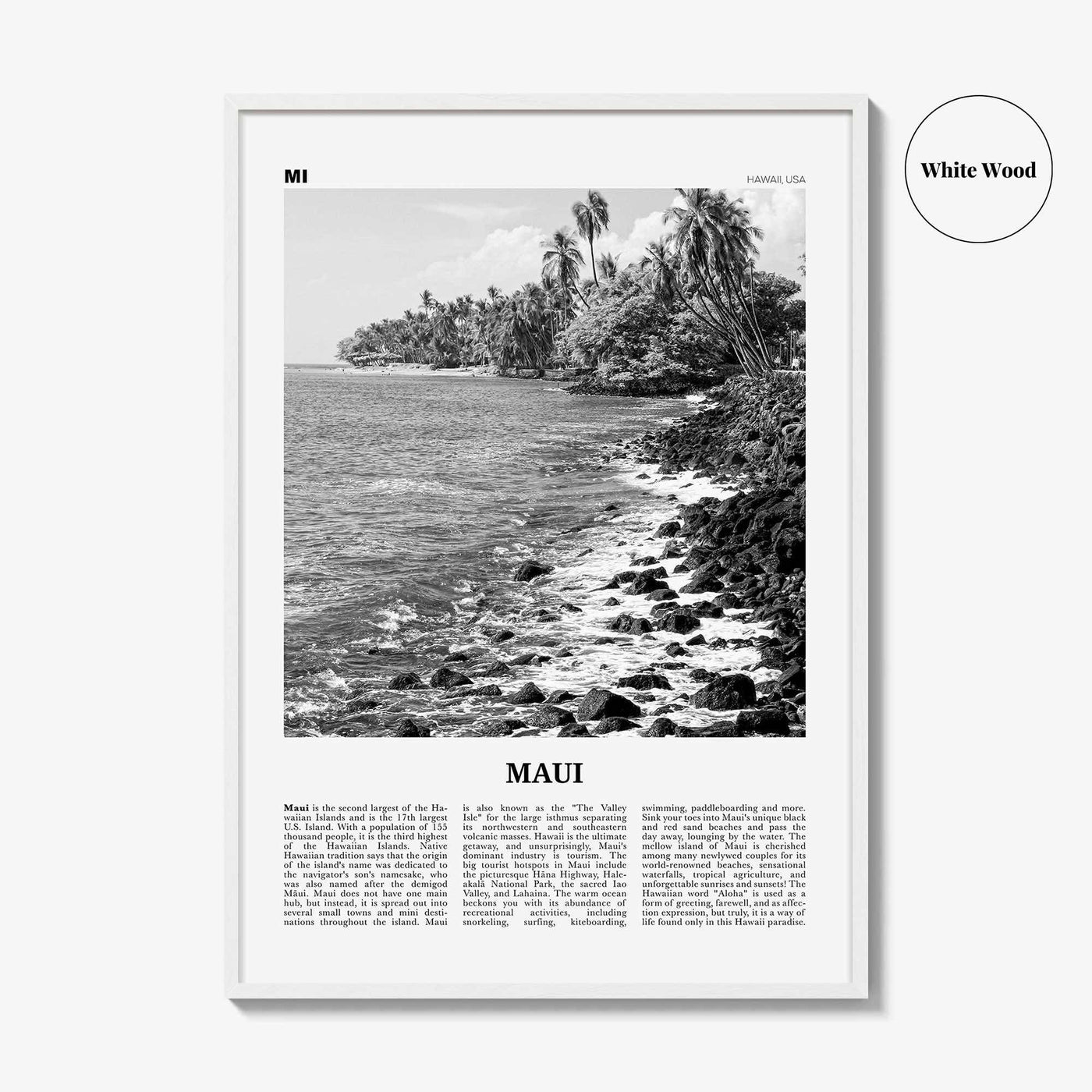 Maui Print Black and White No 3, Maui Wall Art, Maui Poster, Maui Photo, Maui Wall Décor, Hawaii, USA, United States, North America