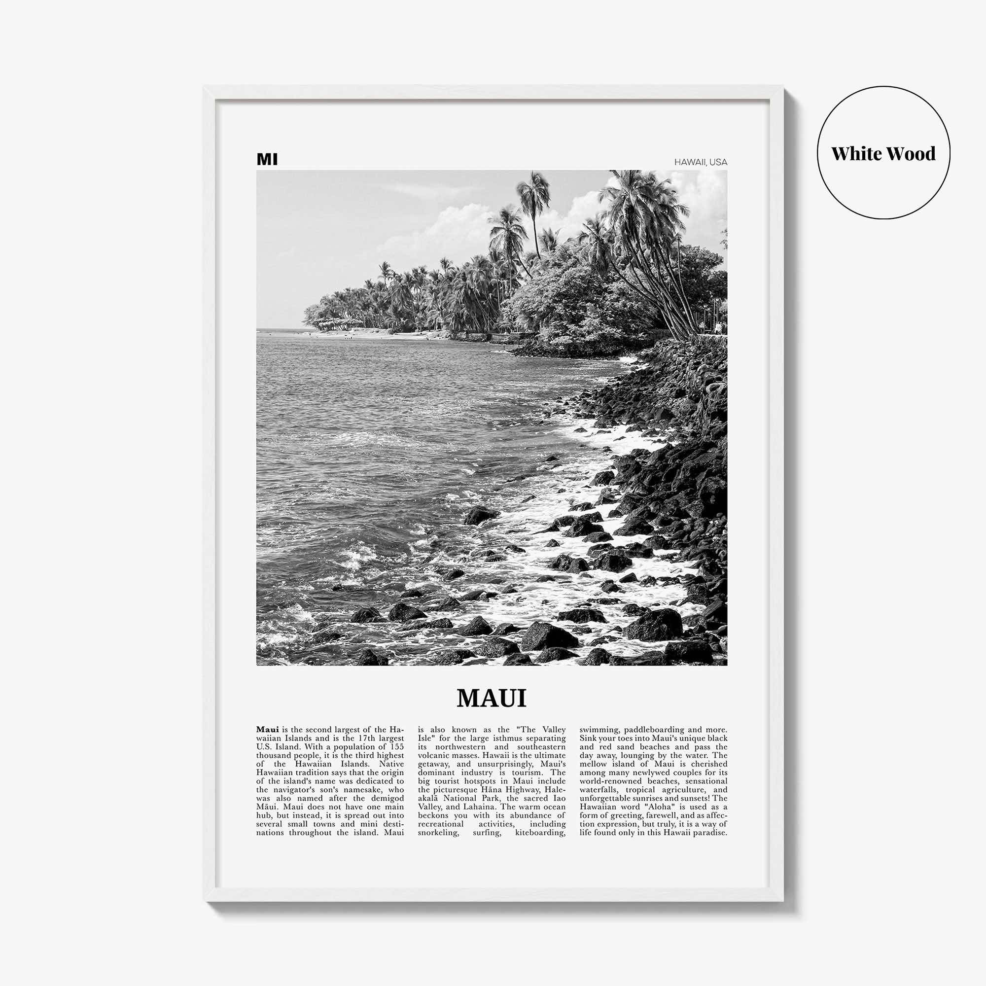 Maui Print Black and White No 3, Maui Wall Art, Maui Poster, Maui Photo, Maui Wall Décor, Hawaii, USA, United States, North America