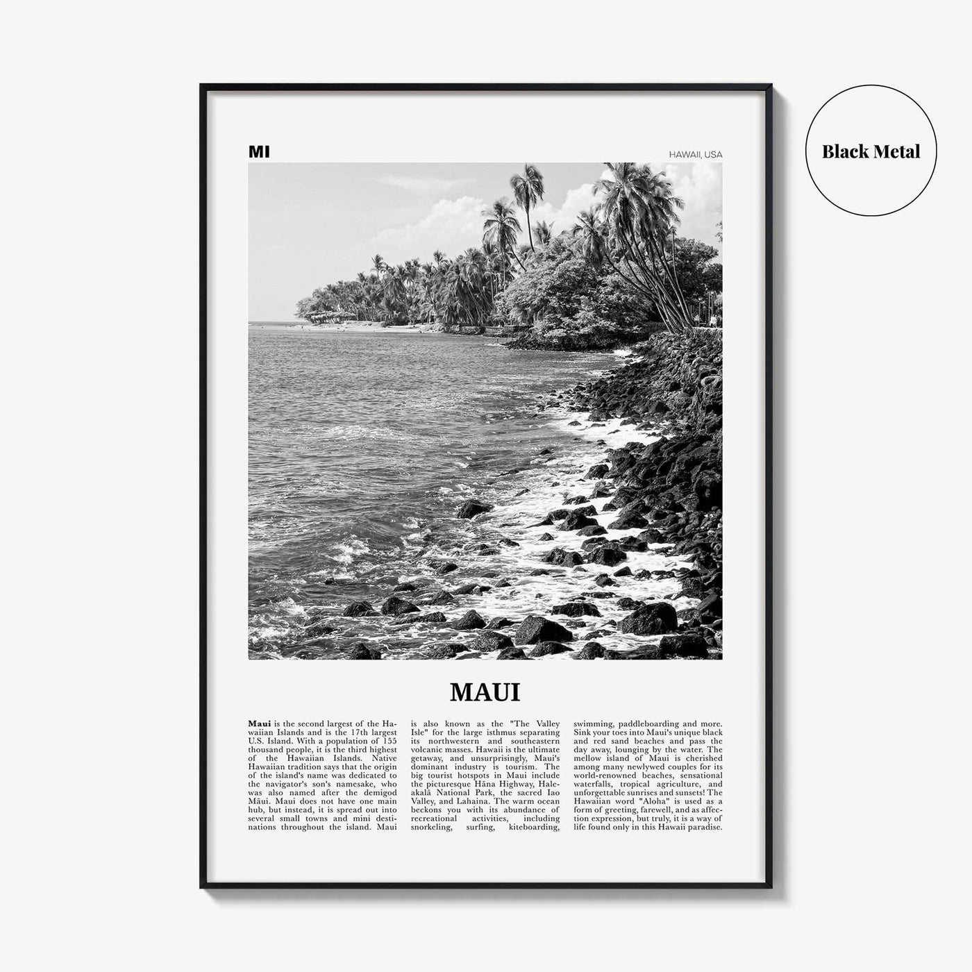 Maui Print Black and White No 3, Maui Wall Art, Maui Poster, Maui Photo, Maui Wall Décor, Hawaii, USA, United States, North America