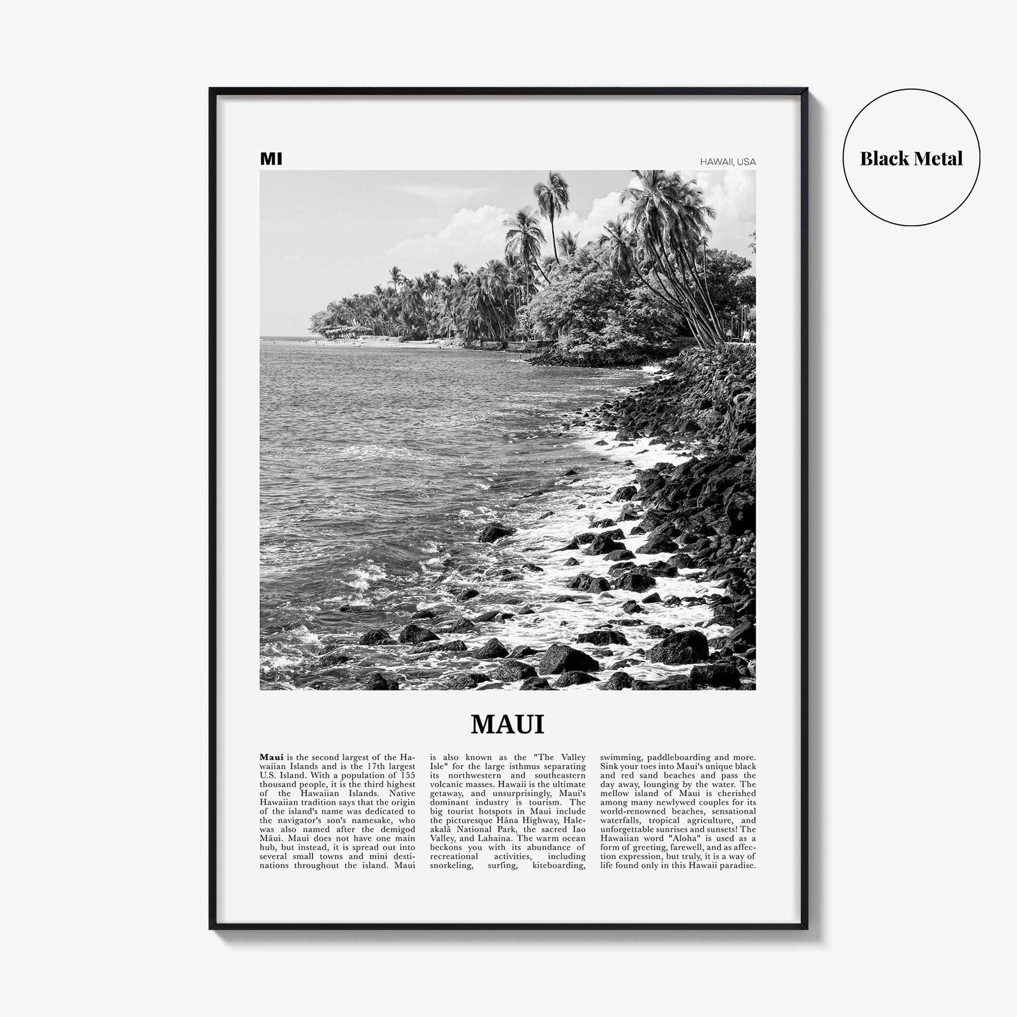 Maui Print Black and White No 3, Maui Wall Art, Maui Poster, Maui Photo, Maui Wall Décor, Hawaii, USA, United States, North America