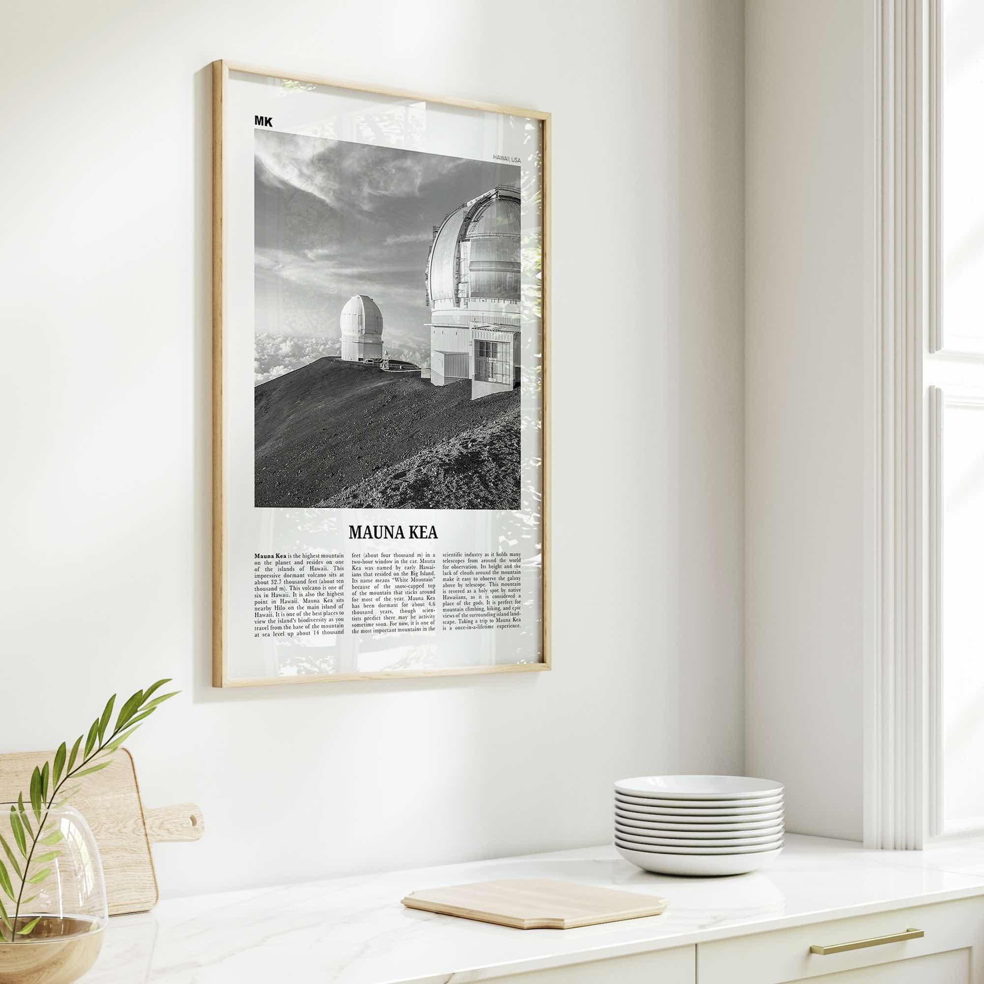 Mauna Kea Print Black and White, Mauna Kea Wall Art, Mauna Kea Poster, Mauna Kea Photo, Mauna Kea Wall Décor, Mauna Kea Map, Hawaii, USA