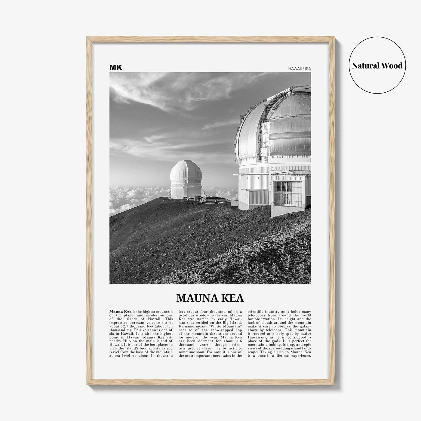 Mauna Kea Print Black and White, Mauna Kea Wall Art, Mauna Kea Poster, Mauna Kea Photo, Mauna Kea Wall Décor, Mauna Kea Map, Hawaii, USA