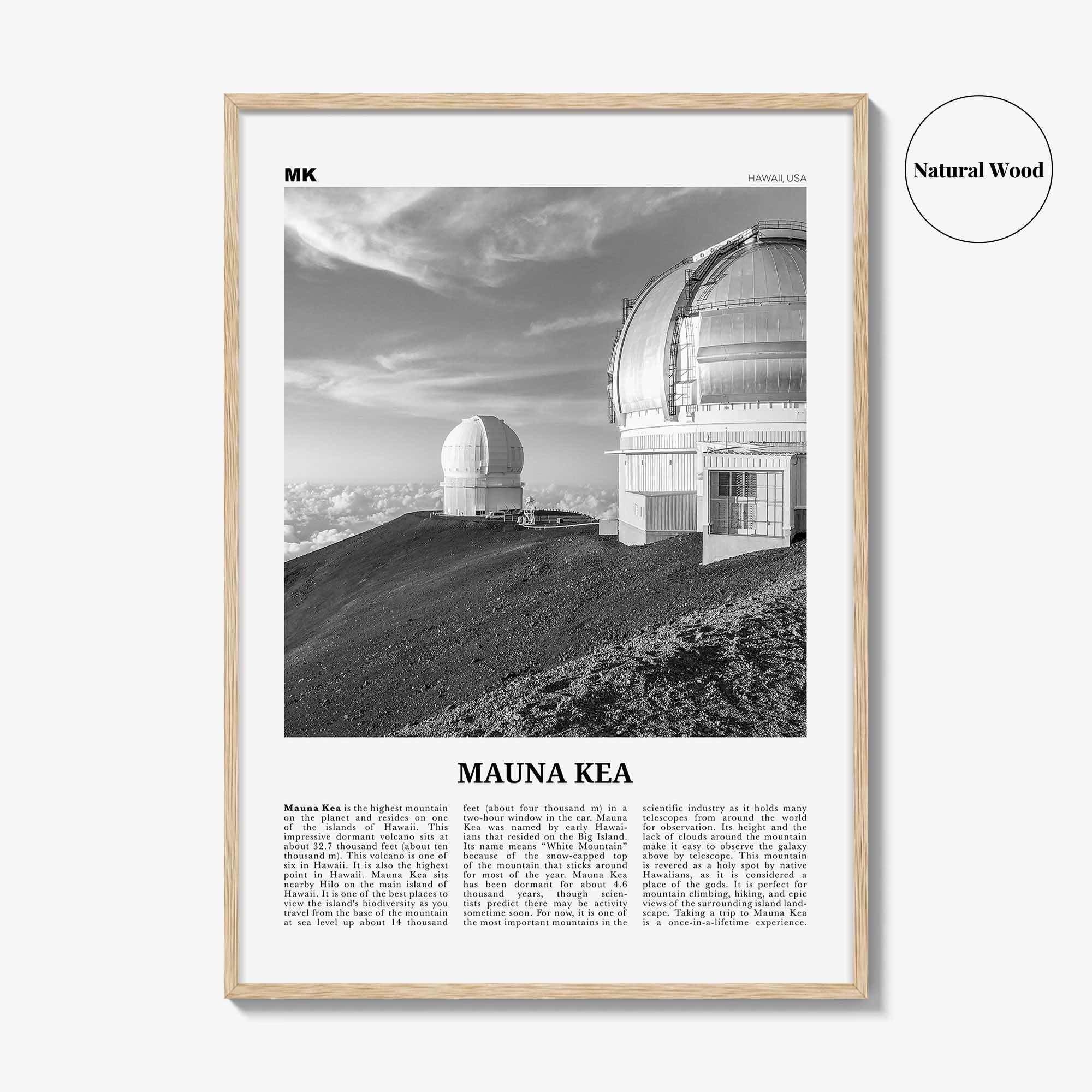 Mauna Kea Print Black and White, Mauna Kea Wall Art, Mauna Kea Poster, Mauna Kea Photo, Mauna Kea Wall Décor, Mauna Kea Map, Hawaii, USA