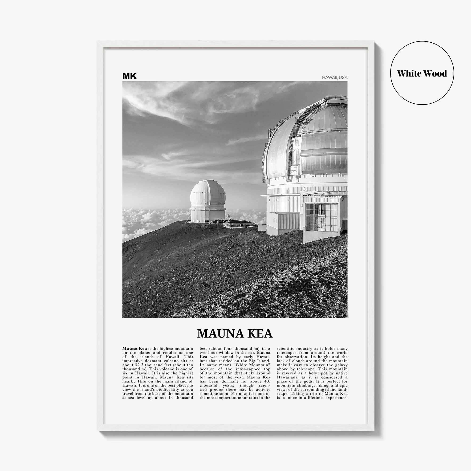 Mauna Kea Print Black and White, Mauna Kea Wall Art, Mauna Kea Poster, Mauna Kea Photo, Mauna Kea Wall Décor, Mauna Kea Map, Hawaii, USA