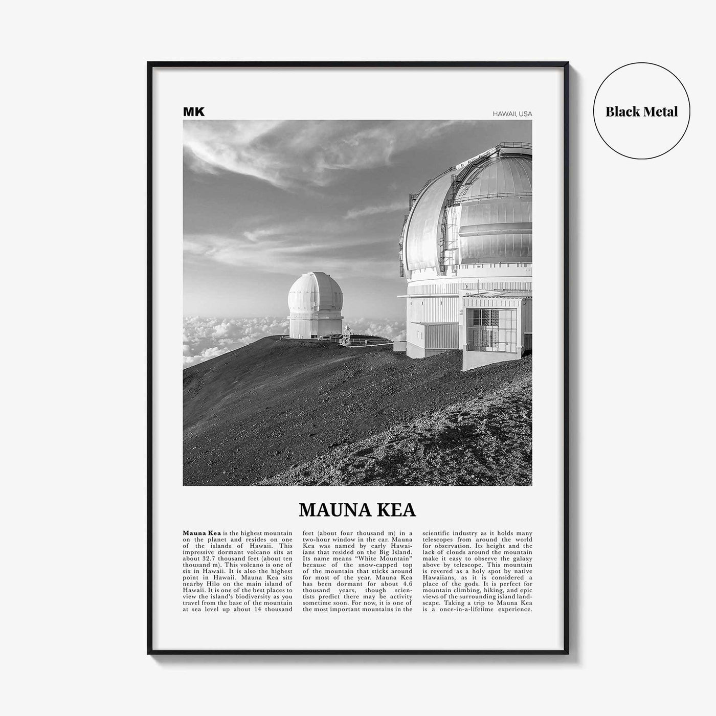 Mauna Kea Print Black and White, Mauna Kea Wall Art, Mauna Kea Poster, Mauna Kea Photo, Mauna Kea Wall Décor, Mauna Kea Map, Hawaii, USA
