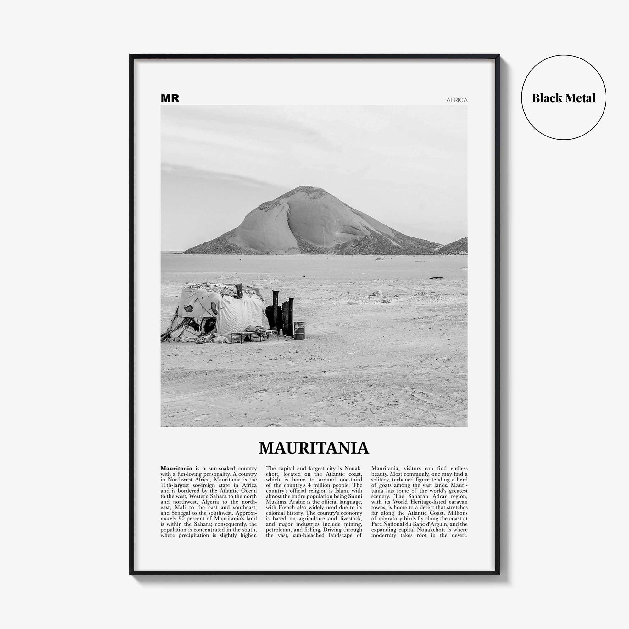 Mauritania Print Black and White, Mauritania Wall Art, Mauritania Poster, Mauritania Photo,  موريتانيا Mauritanie, Nouakchott, Africa