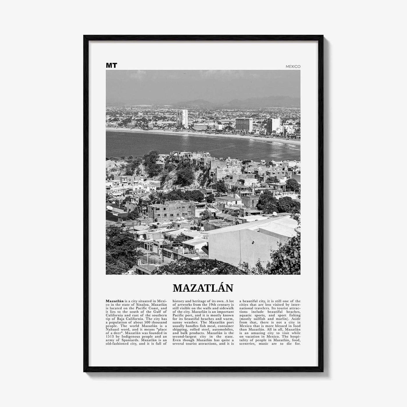 Mazatlan Print Black and White, Mazatlán Wall Art, Mazatlán Poster, Mazatlán Photo, Mazatlán Wall Décor, Mazatlán Map, Mexico