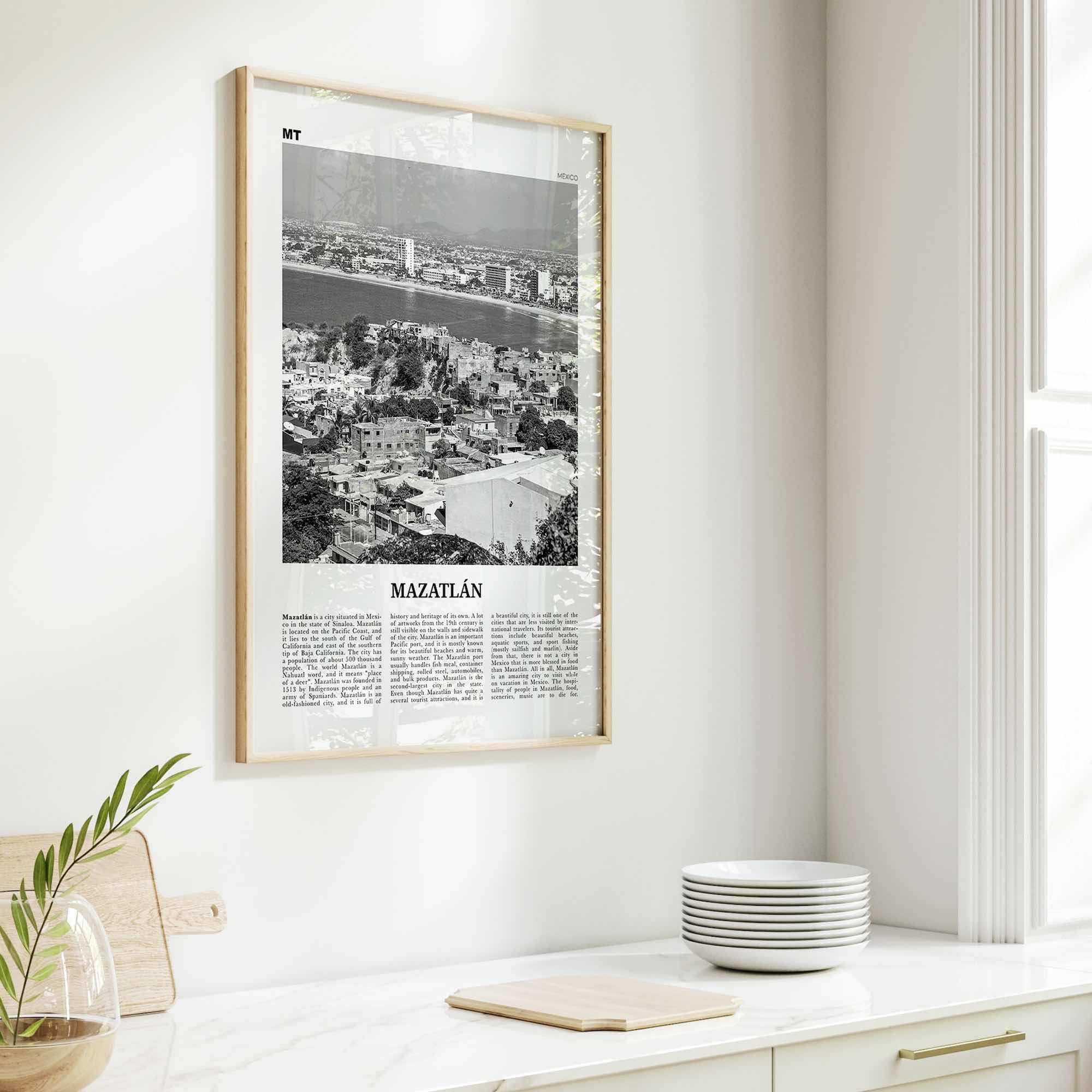 Mazatlan Print Black and White, Mazatlán Wall Art, Mazatlán Poster, Mazatlán Photo, Mazatlán Wall Décor, Mazatlán Map, Mexico