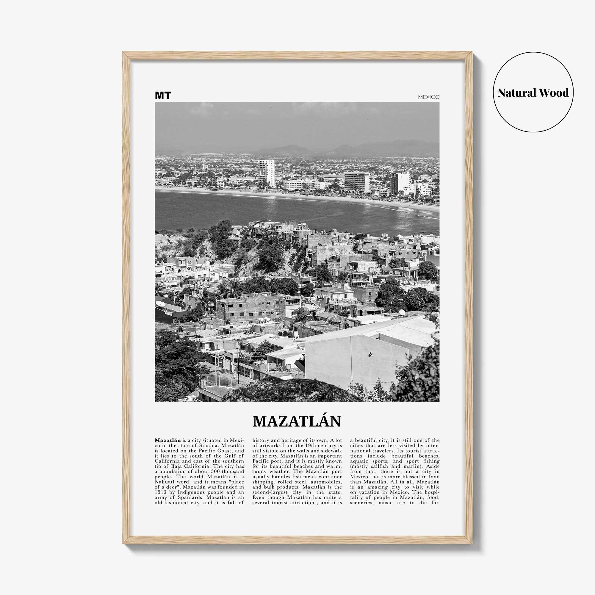 Mazatlan Print Black and White, Mazatlán Wall Art, Mazatlán Poster, Mazatlán Photo, Mazatlán Wall Décor, Mazatlán Map, Mexico