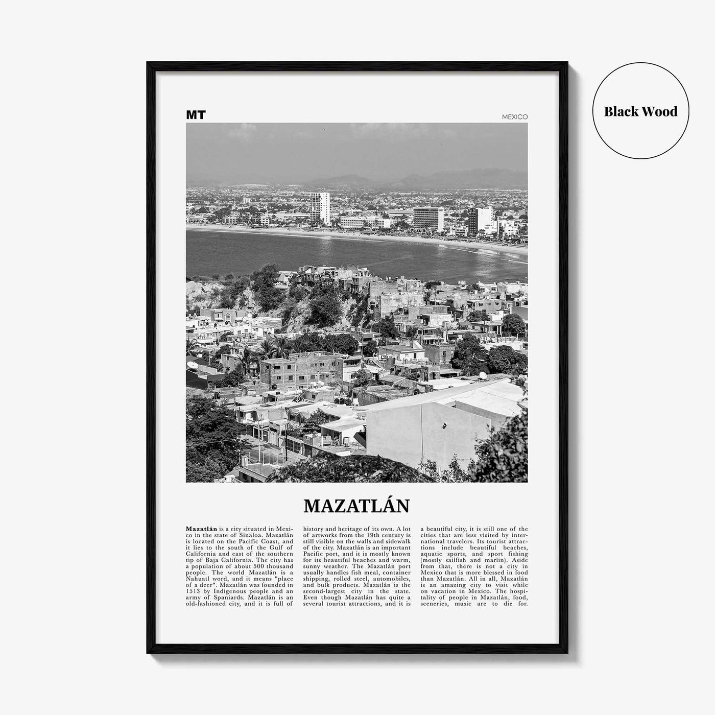 Mazatlan Print Black and White, Mazatlán Wall Art, Mazatlán Poster, Mazatlán Photo, Mazatlán Wall Décor, Mazatlán Map, Mexico