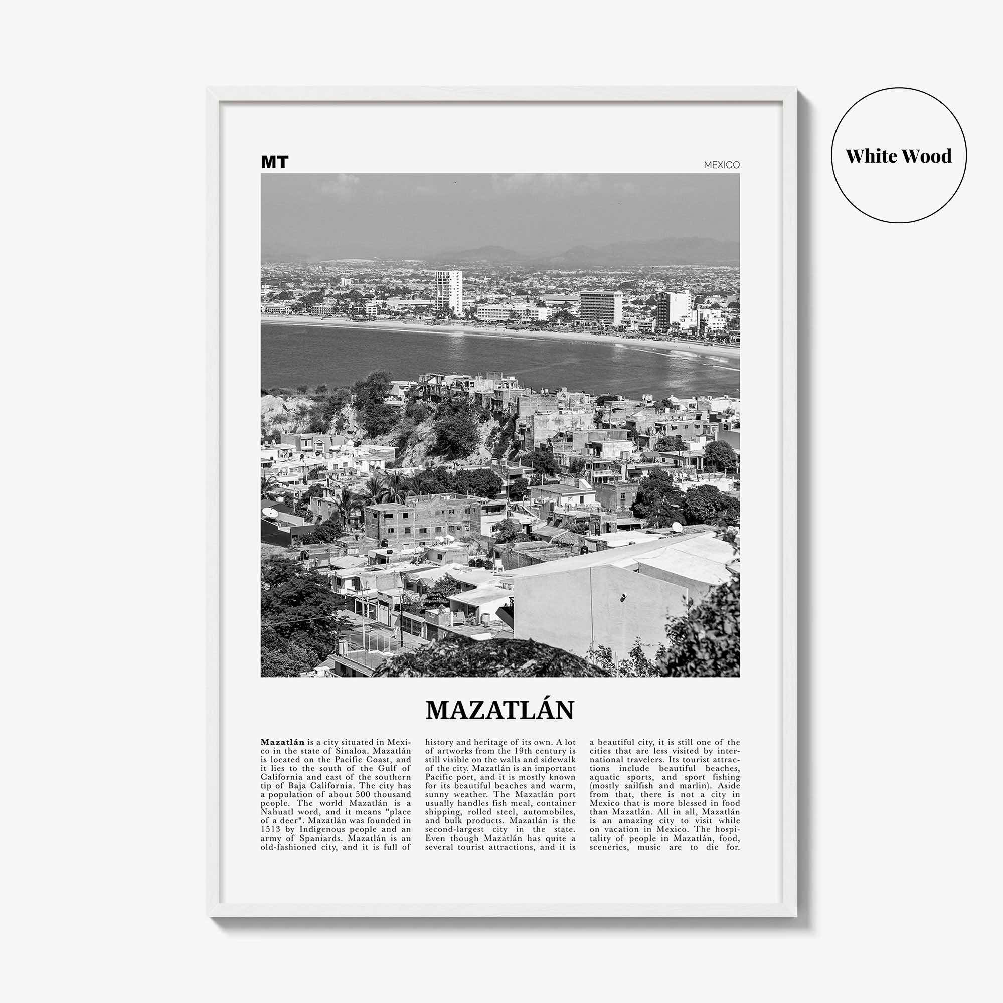 Mazatlan Print Black and White, Mazatlán Wall Art, Mazatlán Poster, Mazatlán Photo, Mazatlán Wall Décor, Mazatlán Map, Mexico