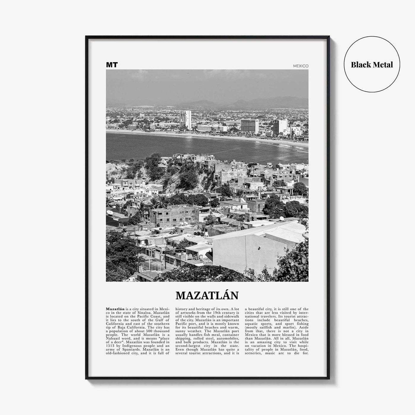 Mazatlan Print Black and White, Mazatlán Wall Art, Mazatlán Poster, Mazatlán Photo, Mazatlán Wall Décor, Mazatlán Map, Mexico