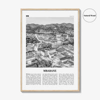 Mbabane Print Black and White, Mbabane Wall Art, Mbabane Poster, Mbabane Photo, Mbabane Wall Décor, Mbabane Map, Eswatini