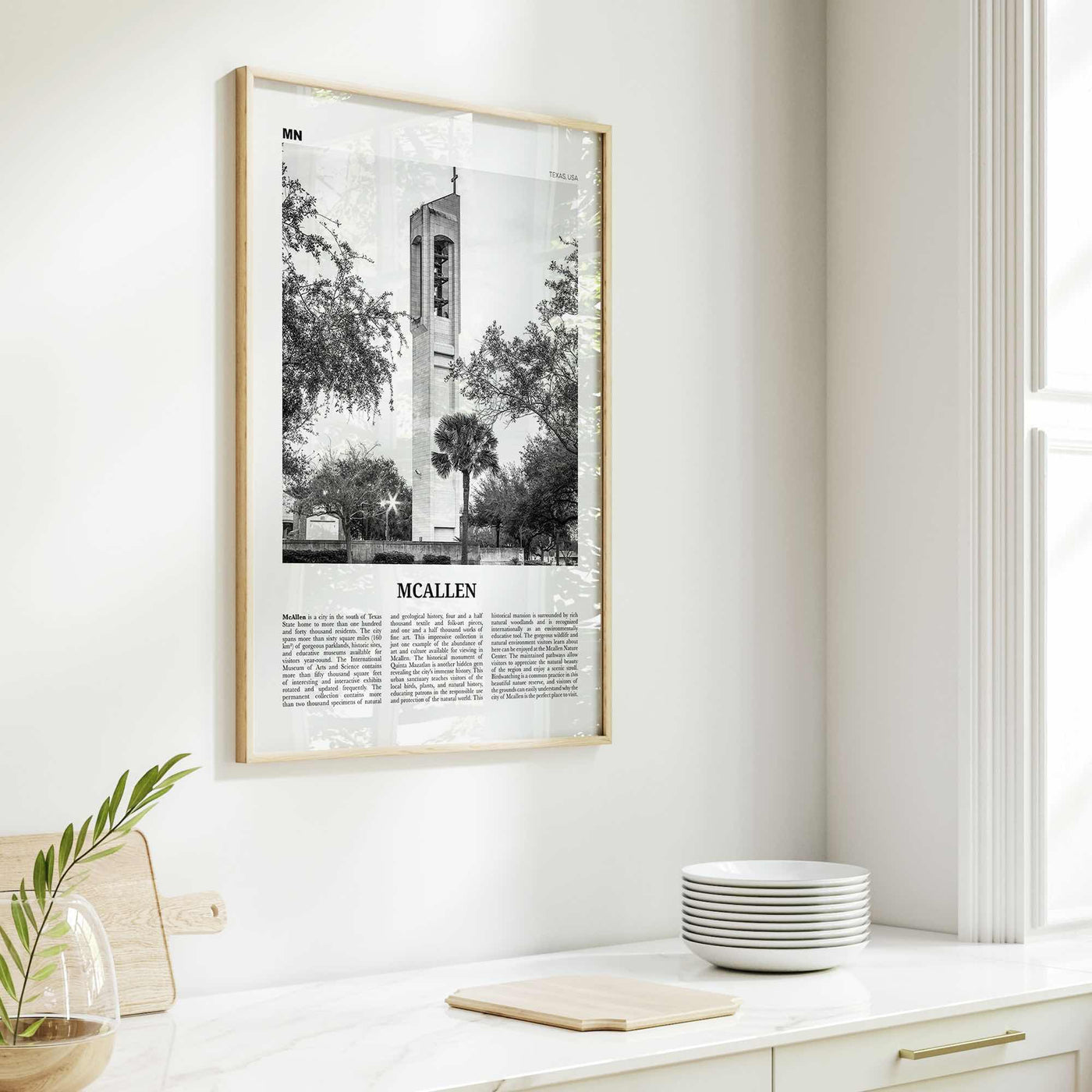 Mcallen Print Black and White, Mcallen Wall Art, Mcallen Poster, Mcallen Photo, Mcallen Map, Texas, USA, United States