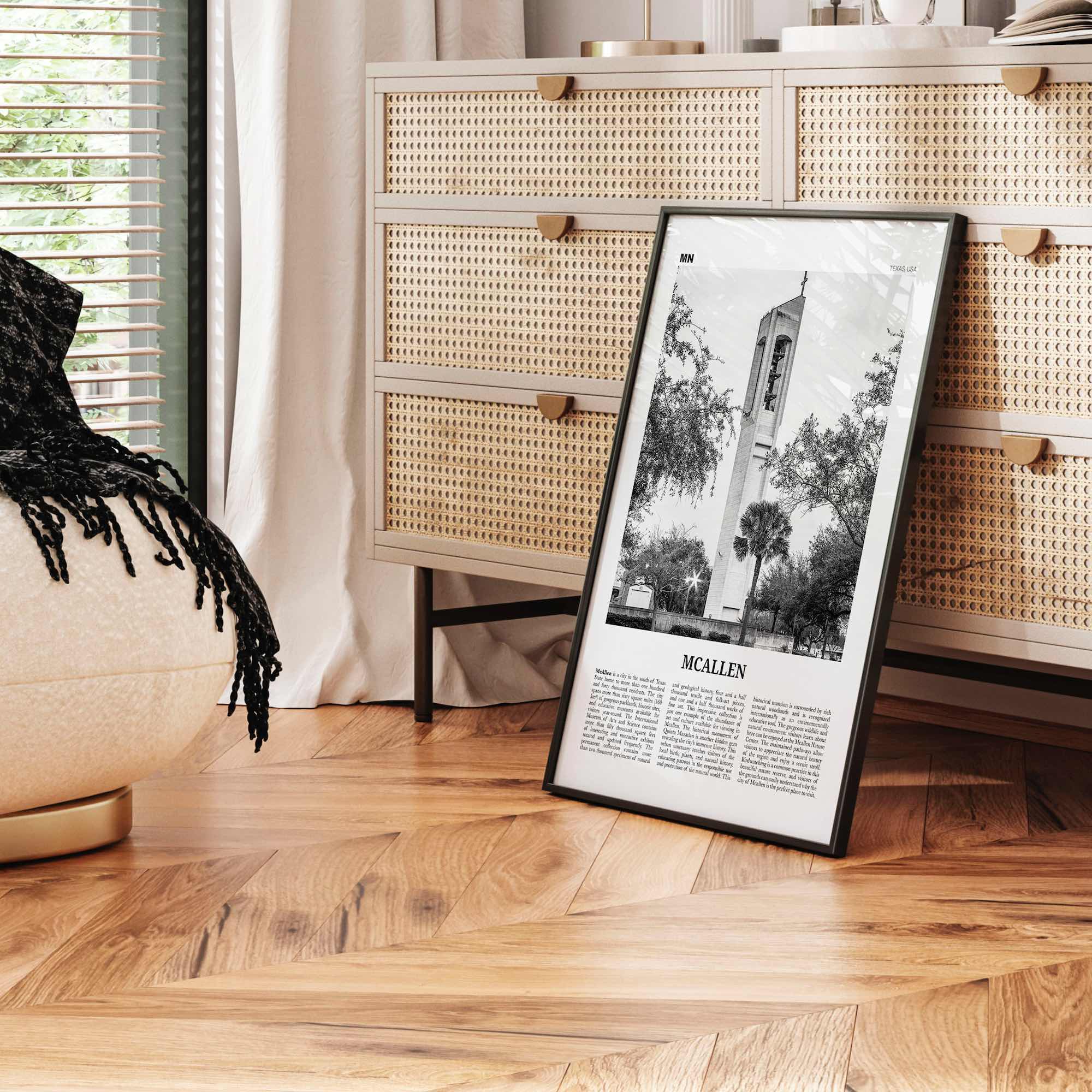 Mcallen Print Black and White, Mcallen Wall Art, Mcallen Poster, Mcallen Photo, Mcallen Map, Texas, USA, United States