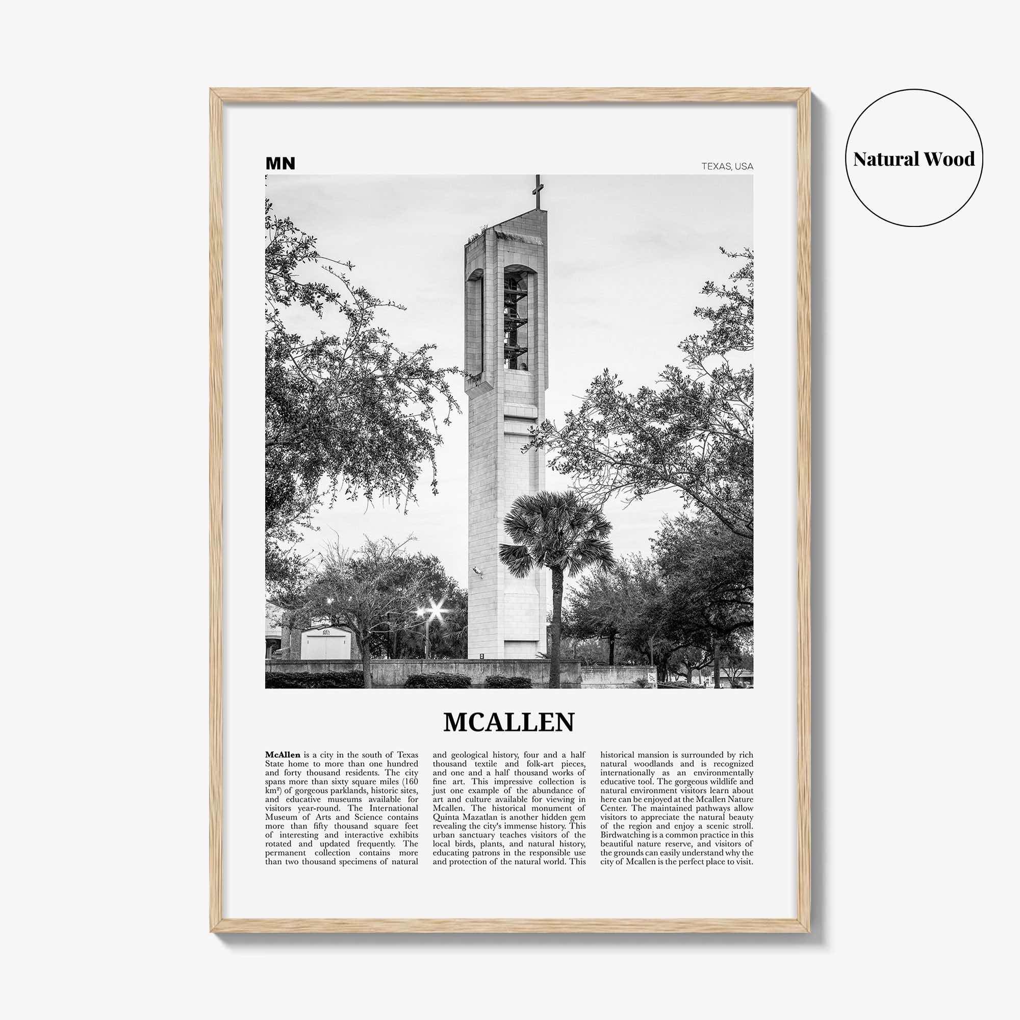 Mcallen Print Black and White, Mcallen Wall Art, Mcallen Poster, Mcallen Photo, Mcallen Map, Texas, USA, United States