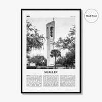Mcallen Print Black and White, Mcallen Wall Art, Mcallen Poster, Mcallen Photo, Mcallen Map, Texas, USA, United States