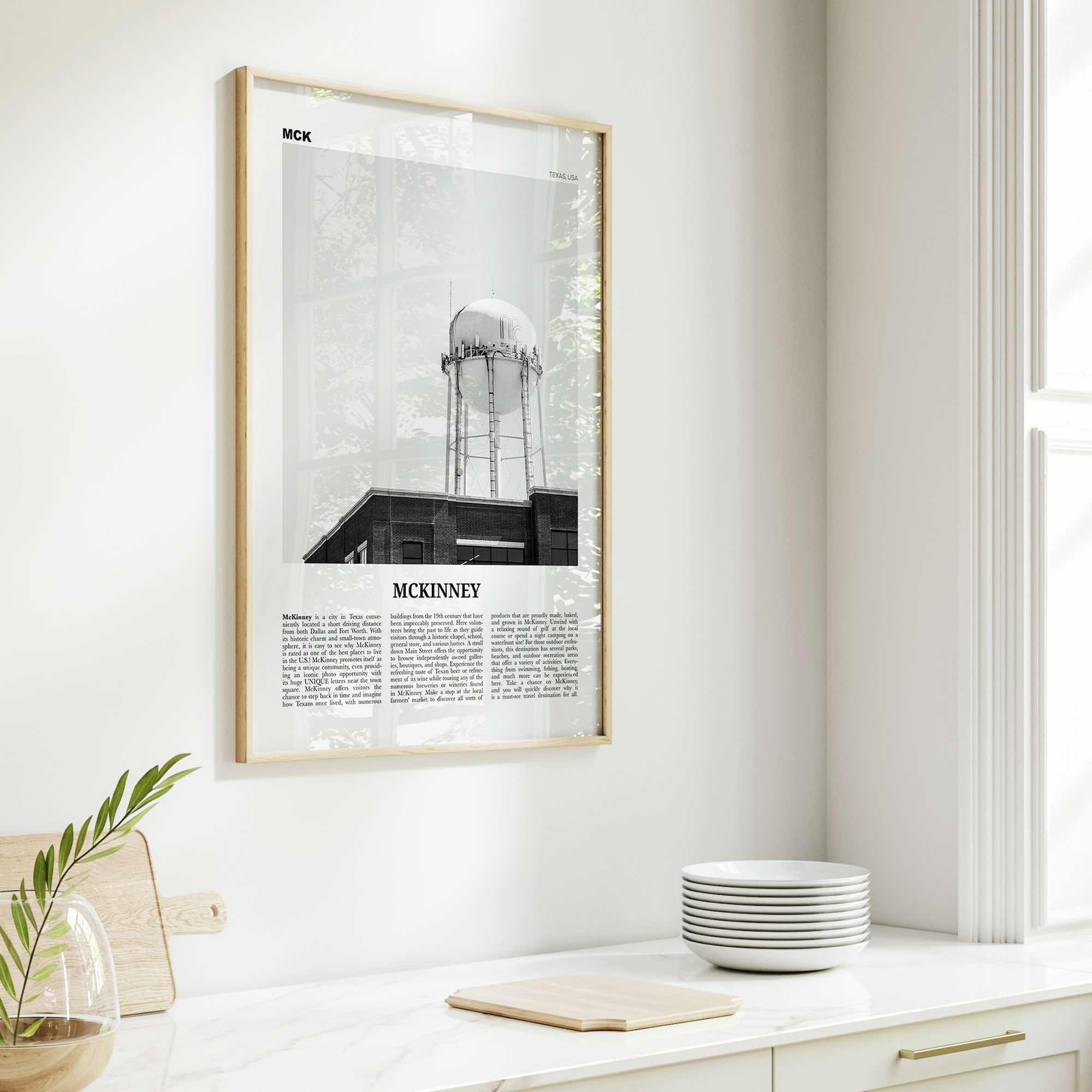McKinney Print Black and White, McKinney Wall Art, McKinney Poster, McKinney Photo, McKinney Wall Décor, Texas, USA, United States