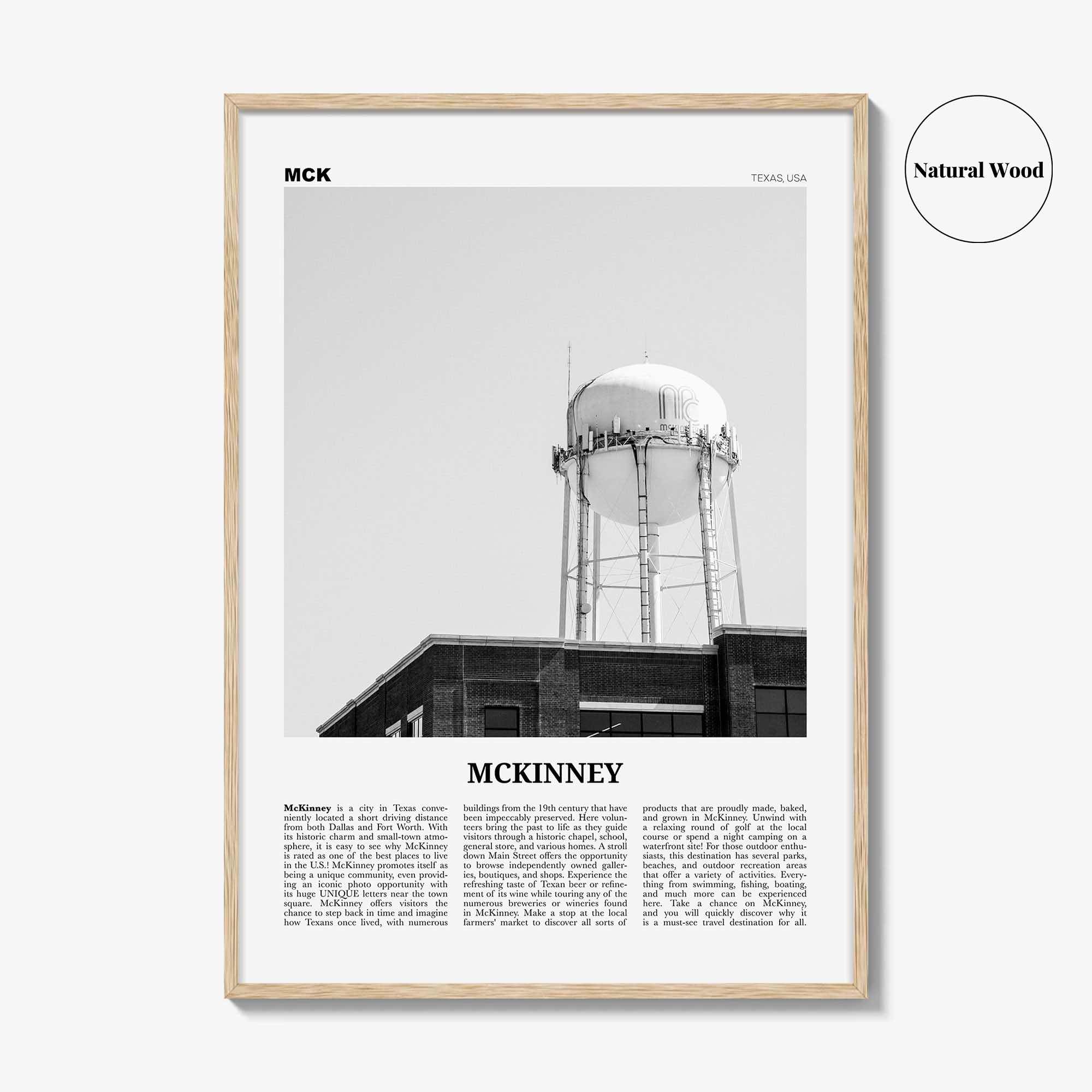 McKinney Print Black and White, McKinney Wall Art, McKinney Poster, McKinney Photo, McKinney Wall Décor, Texas, USA, United States