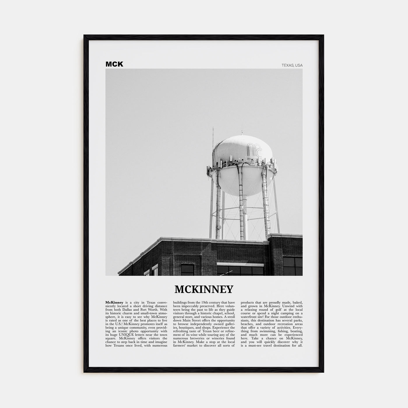 McKinney Travel B&W Poster