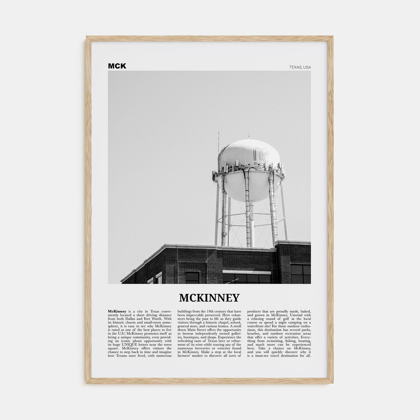 McKinney Travel B&W Poster