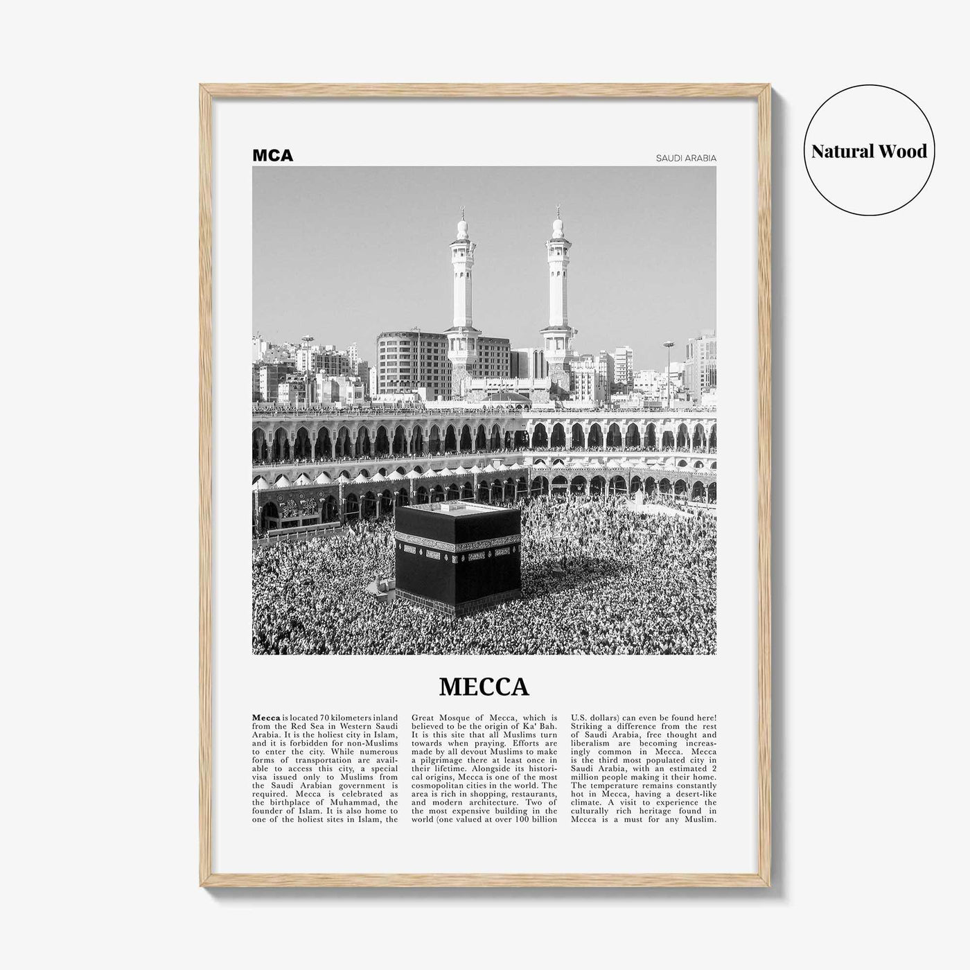 Mecca Print Black and White, Mecca Wall Art, Mecca Poster, Mecca Photo, Saudi Arabia, Makkah al-Mukarramah, مكة بكة مكة المكرمة