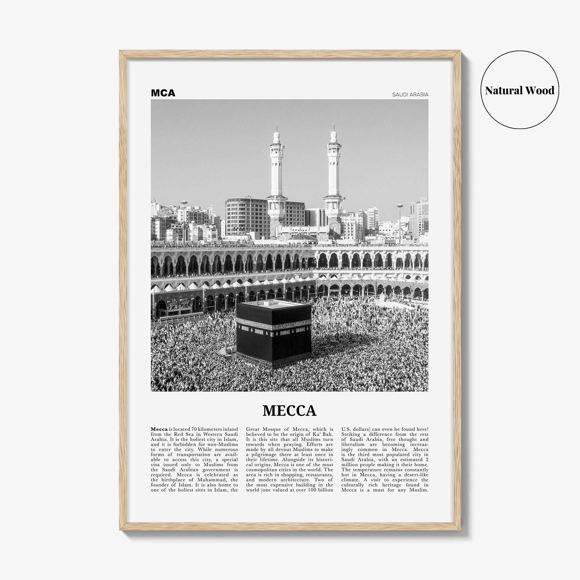 Mecca Print Black and White, Mecca Wall Art, Mecca Poster, Mecca Photo, Saudi Arabia, Makkah al-Mukarramah, مكة بكة مكة المكرمة