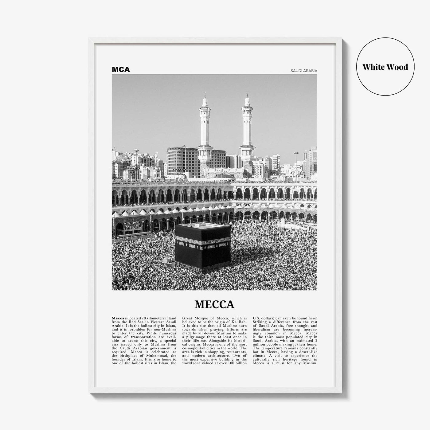 Mecca Print Black and White, Mecca Wall Art, Mecca Poster, Mecca Photo, Saudi Arabia, Makkah al-Mukarramah, مكة بكة مكة المكرمة