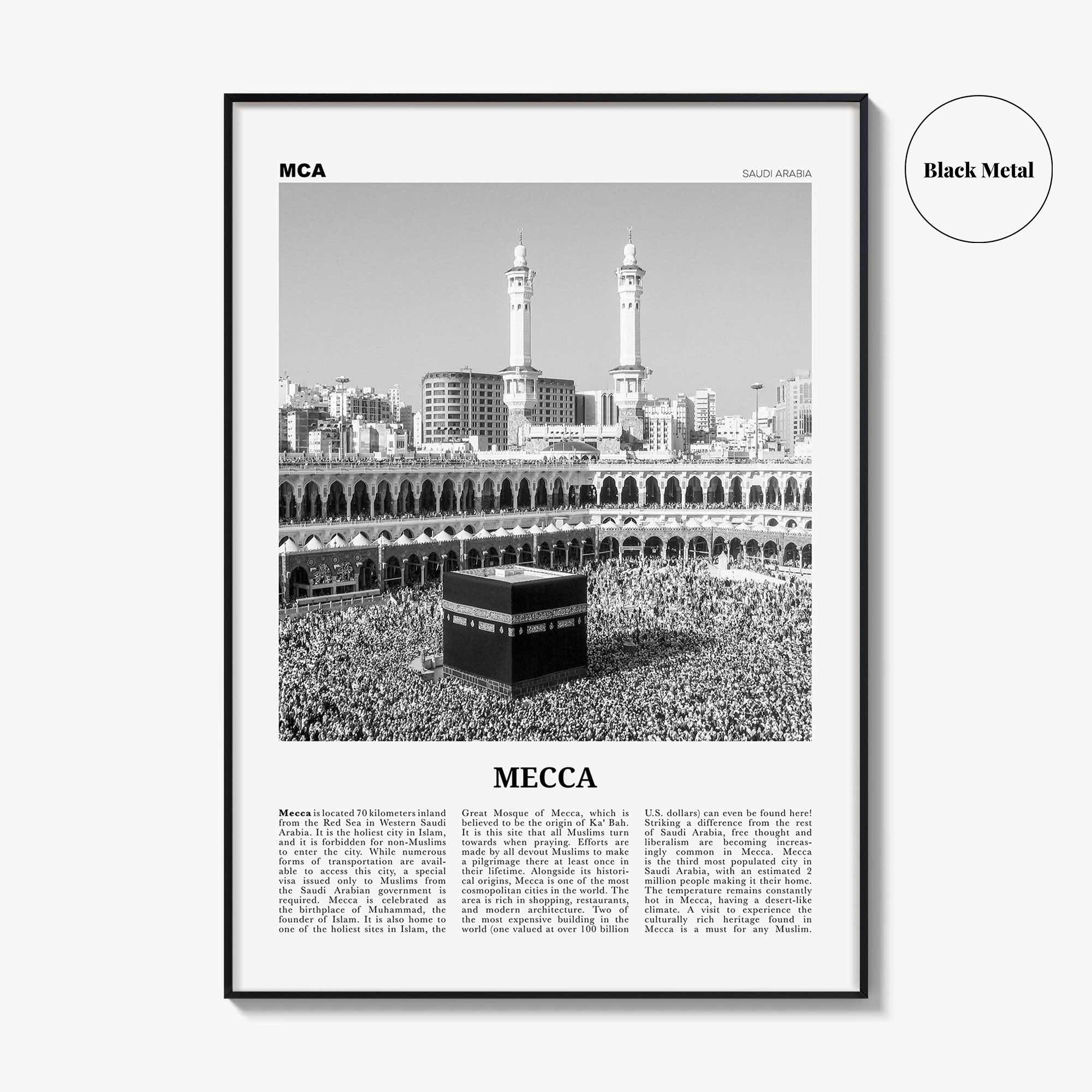 Mecca Print Black and White, Mecca Wall Art, Mecca Poster, Mecca Photo, Saudi Arabia, Makkah al-Mukarramah, مكة بكة مكة المكرمة