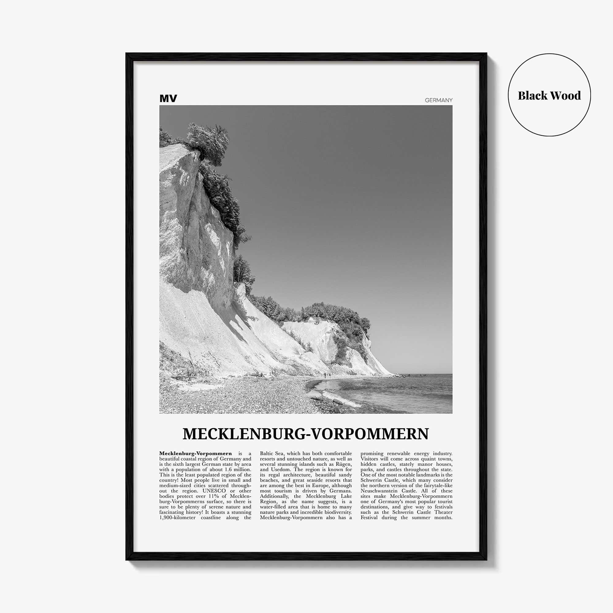 Mecklenburg Vorpommern Print Black and White, Mecklenburg-Vorpommern Wall Art, Mecklenburg-Vorpommern Poster, Mecklenburg-Vorpommern Photo