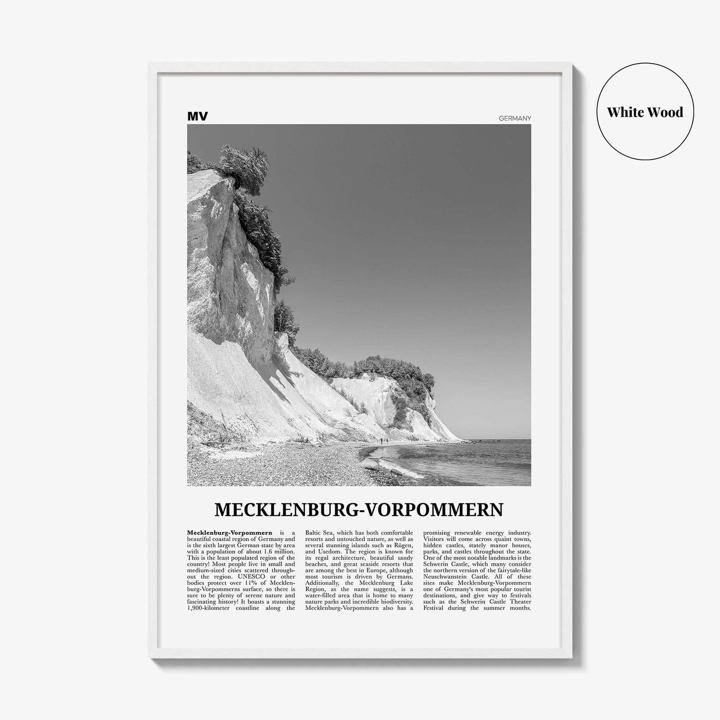 Mecklenburg Vorpommern Print Black and White, Mecklenburg-Vorpommern Wall Art, Mecklenburg-Vorpommern Poster, Mecklenburg-Vorpommern Photo