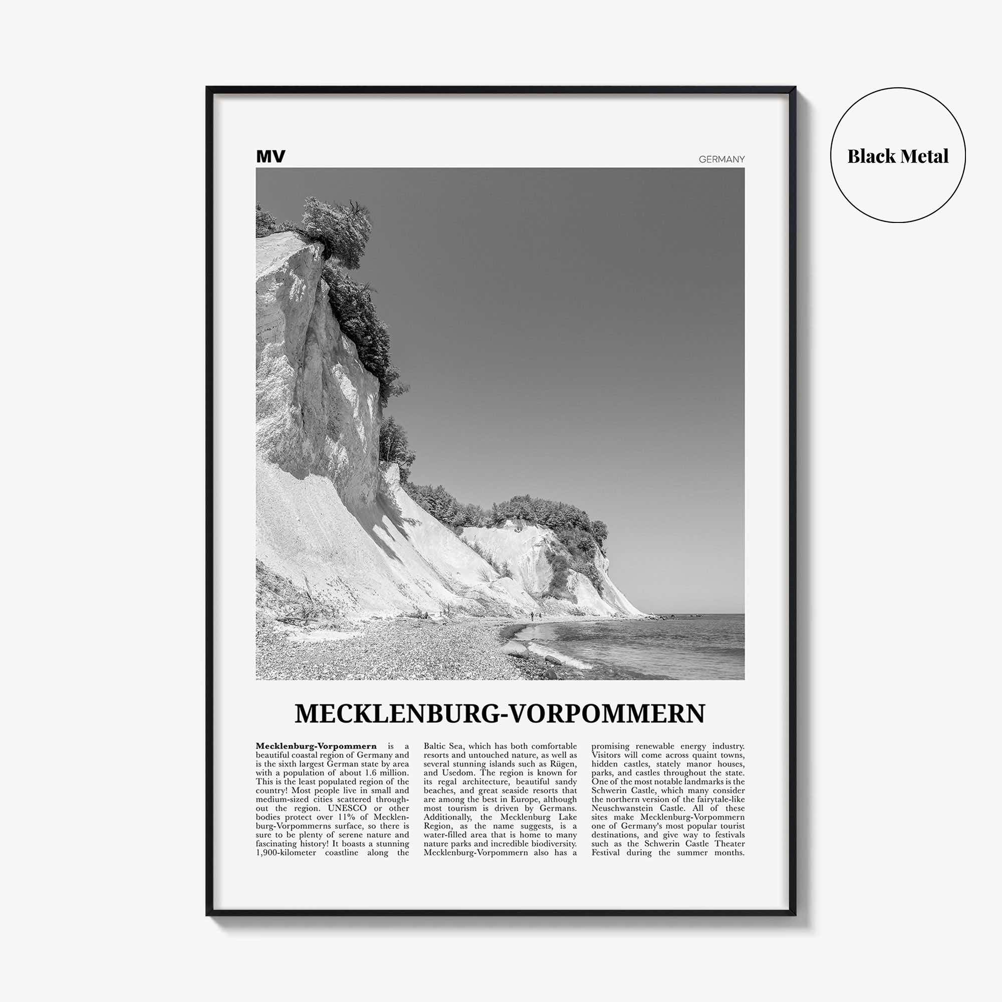 Mecklenburg Vorpommern Print Black and White, Mecklenburg-Vorpommern Wall Art, Mecklenburg-Vorpommern Poster, Mecklenburg-Vorpommern Photo