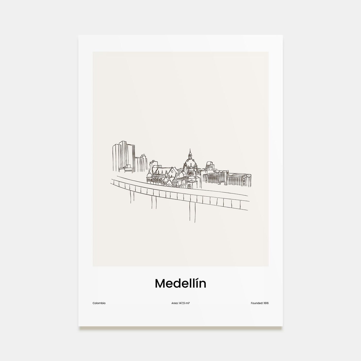 Medellín Drawn Poster
