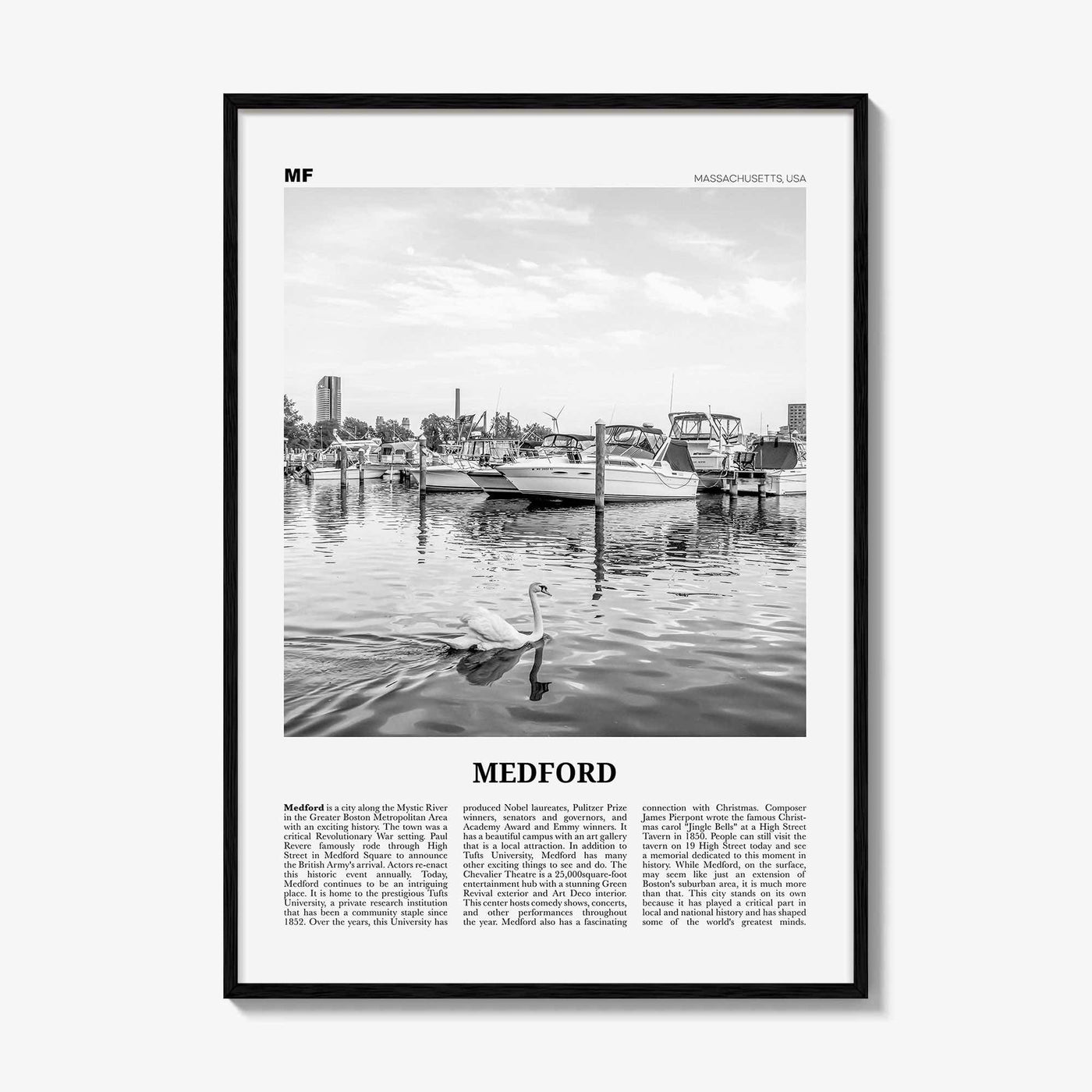 Medford Print Black and White Massachusetts, Medford Wall Art, Medford Poster, Medford Photo, Medford Map, Medford Wall Decor, USA