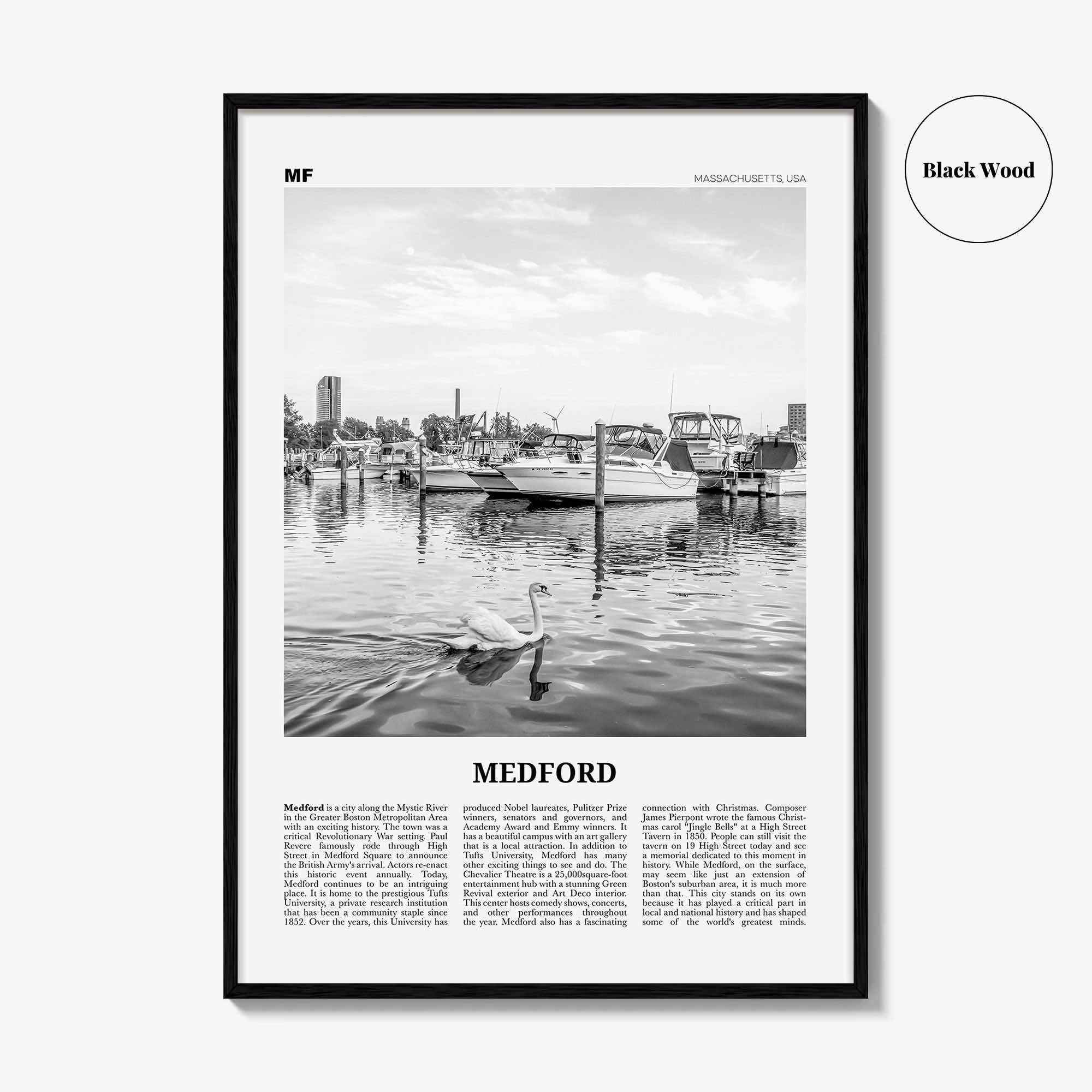 Medford Print Black and White Massachusetts, Medford Wall Art, Medford Poster, Medford Photo, Medford Map, Medford Wall Decor, USA
