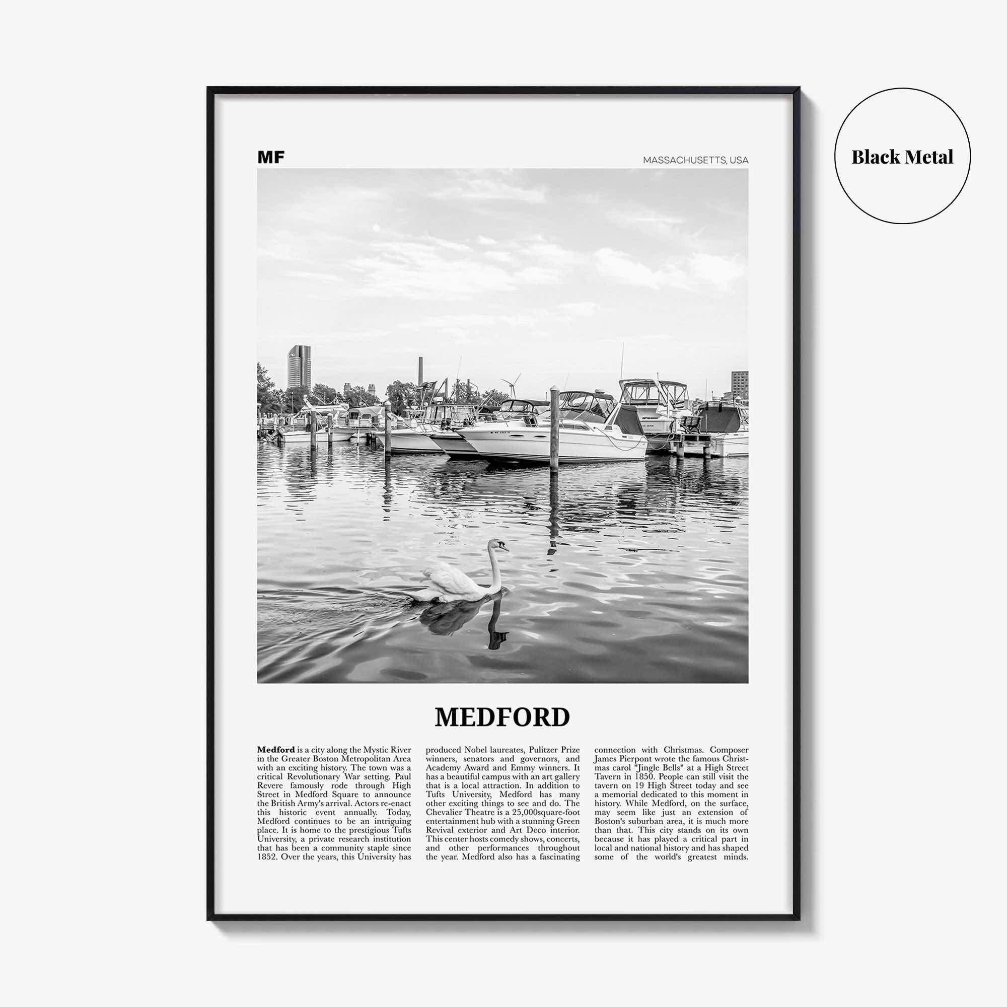 Medford Print Black and White Massachusetts, Medford Wall Art, Medford Poster, Medford Photo, Medford Map, Medford Wall Decor, USA