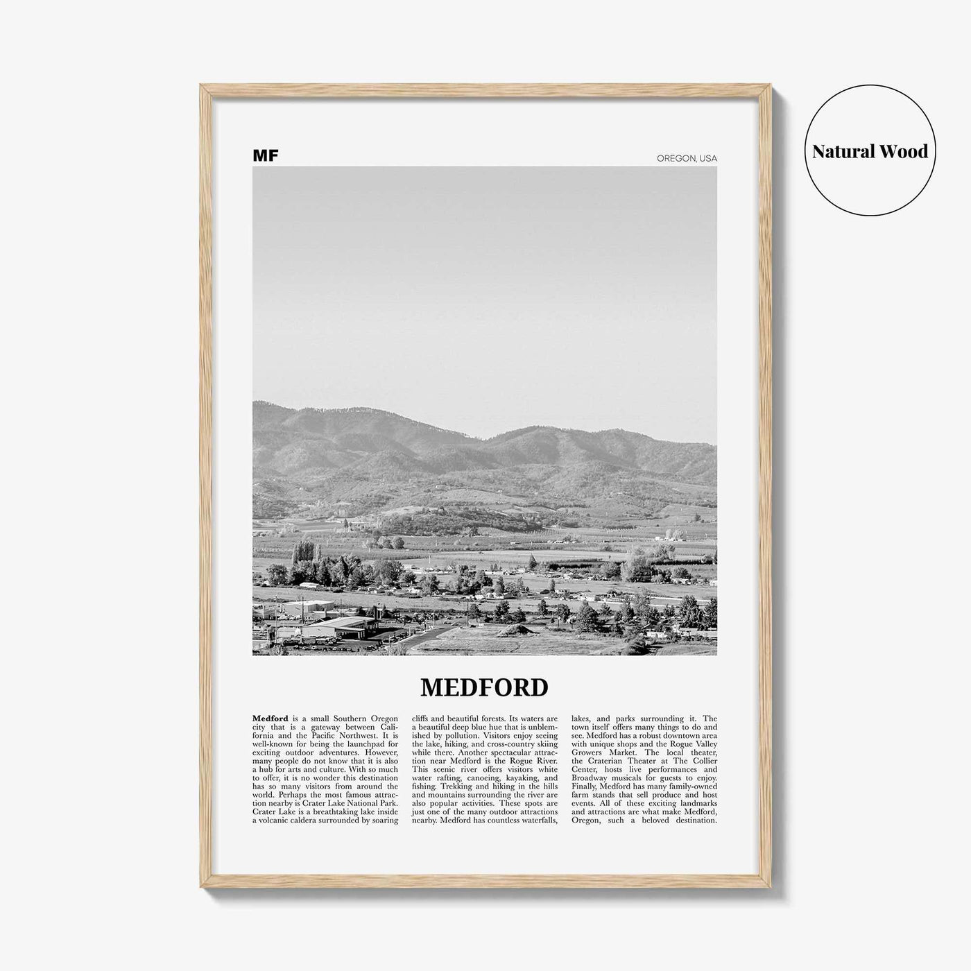 Medford Print Black and White Oregon, Medford Wall Art, Medford Poster, Medford Photo, Medford Map, Medford Wall Decor, USA, United States