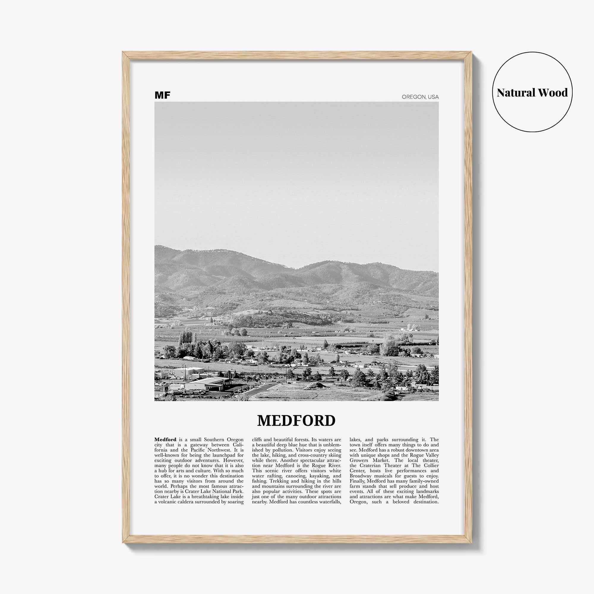 Medford Print Black and White Oregon, Medford Wall Art, Medford Poster, Medford Photo, Medford Map, Medford Wall Decor, USA, United States