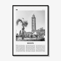 Meknes Print Black and White, Meknès Wall Art, Meknès Poster, Meknès Photo, Meknès Wall Décor, Meknès Map, Morocco