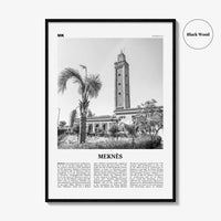 Meknes Print Black and White, Meknès Wall Art, Meknès Poster, Meknès Photo, Meknès Wall Décor, Meknès Map, Morocco