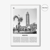 Meknes Print Black and White, Meknès Wall Art, Meknès Poster, Meknès Photo, Meknès Wall Décor, Meknès Map, Morocco