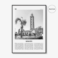 Meknes Print Black and White, Meknès Wall Art, Meknès Poster, Meknès Photo, Meknès Wall Décor, Meknès Map, Morocco