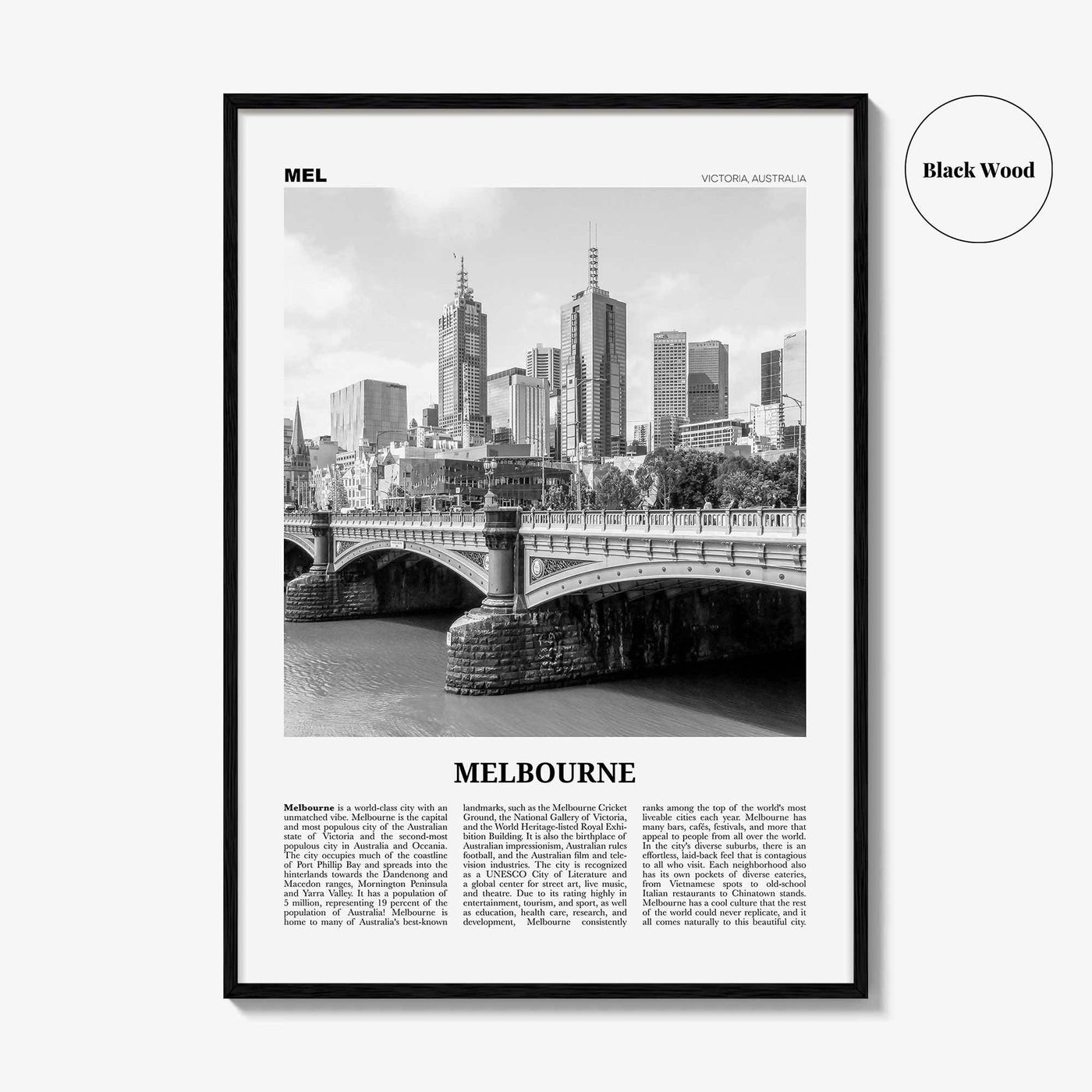 Melbourne Print Black and White Australia No 1, Melbourne Wall Art, Melbourne Poster, Melbourne Photo, Melbourne Wall Decor, Victoria
